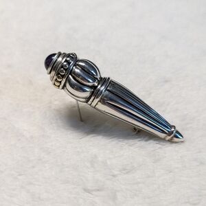 Vintage Pat Airess Sterling Silver Brooche with Amethyst Cabochon